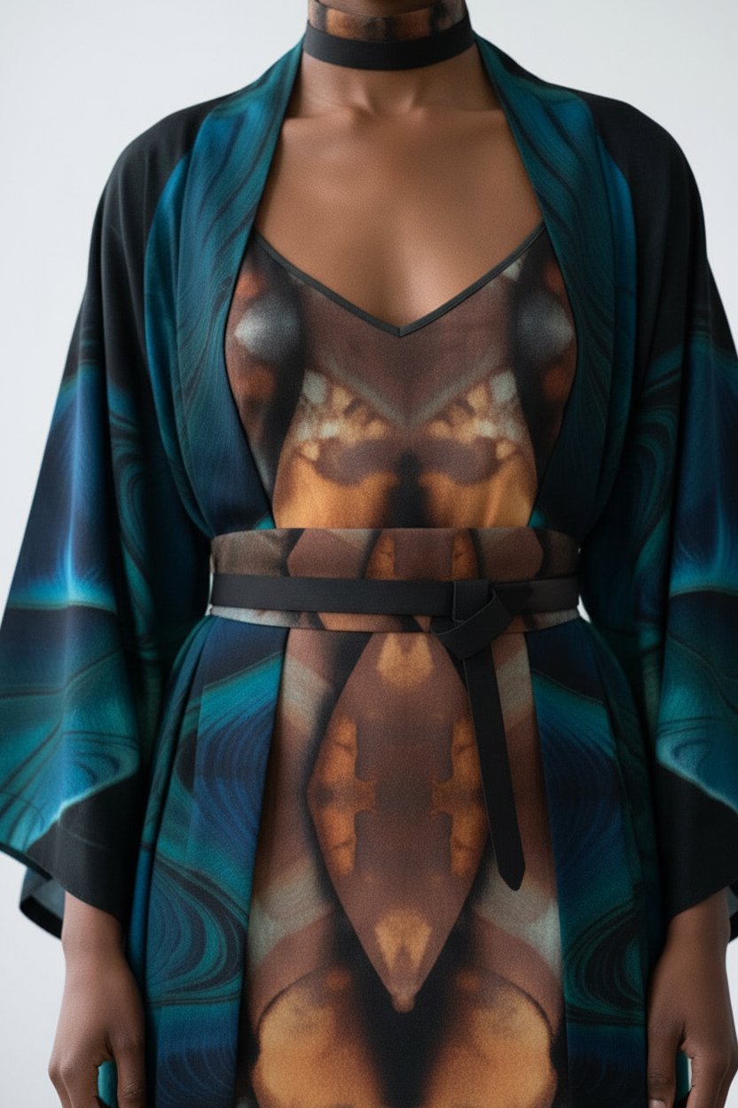 Metal Helix Silk Slip Dress