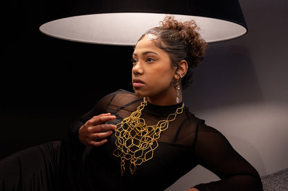 Woman wearing Abstract Link Net Necklace