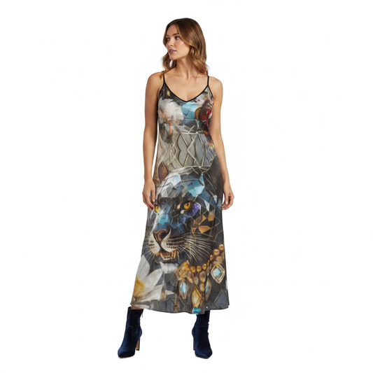 Dusk's Crystal Panther Guardian Slip Dress