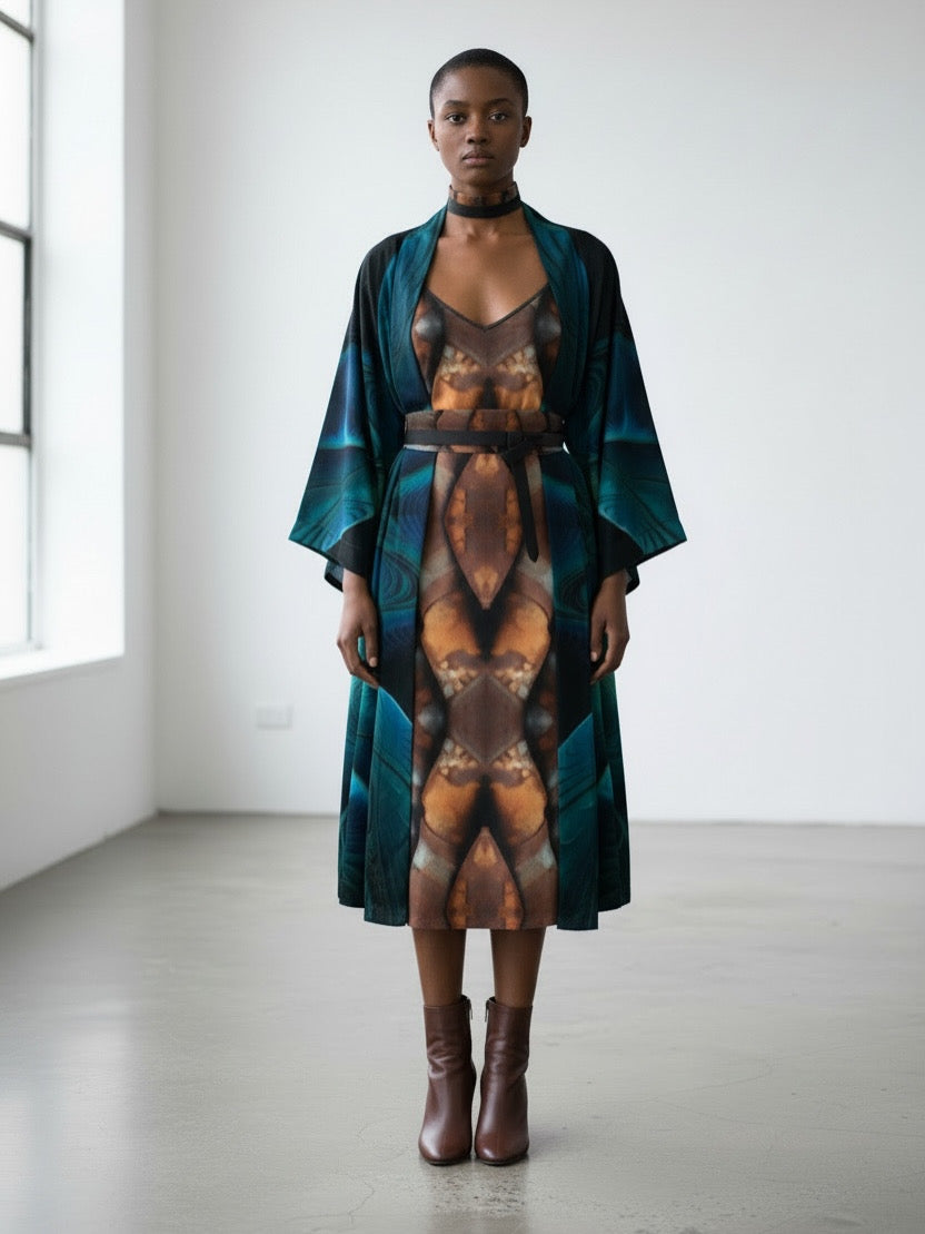 Metal Helix Silk Slip Dress