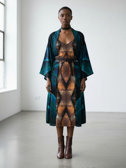Metal Helix Silk Slip Dress