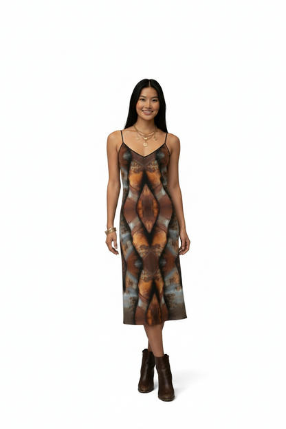 Metal Helix Silk Slip Dress