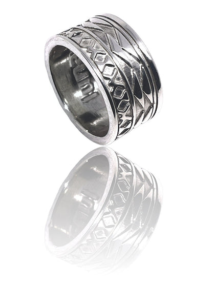 Silver Kenzie African Wax Print Fabric Ring