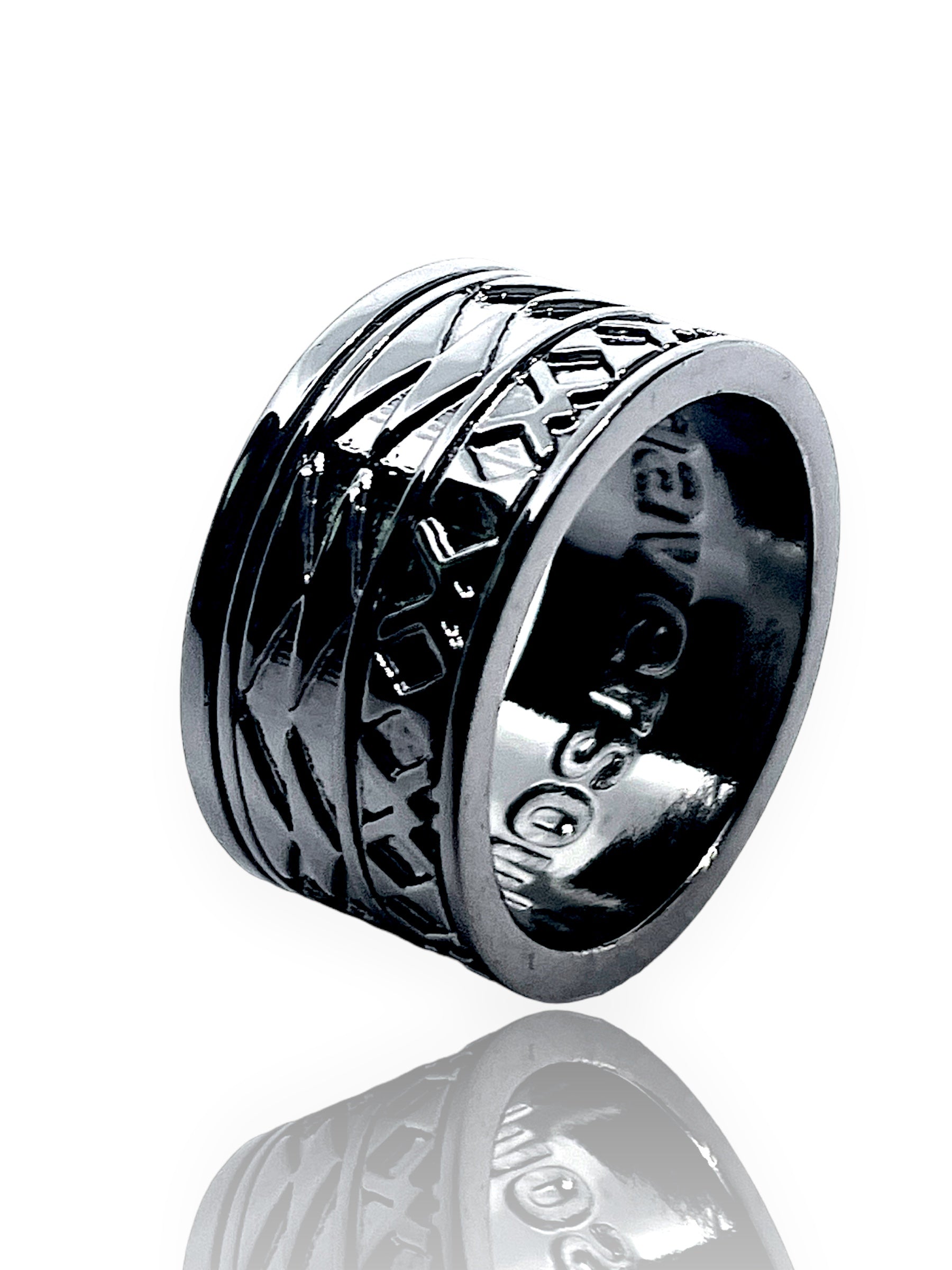 Rhodium Kenzie African Wax Print Fabric Ring