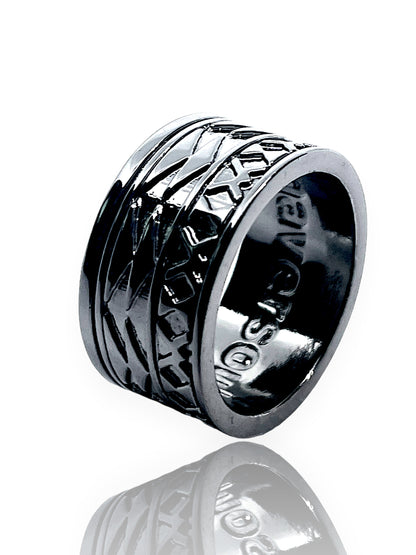 Rhodium Kenzie African Wax Print Fabric Ring