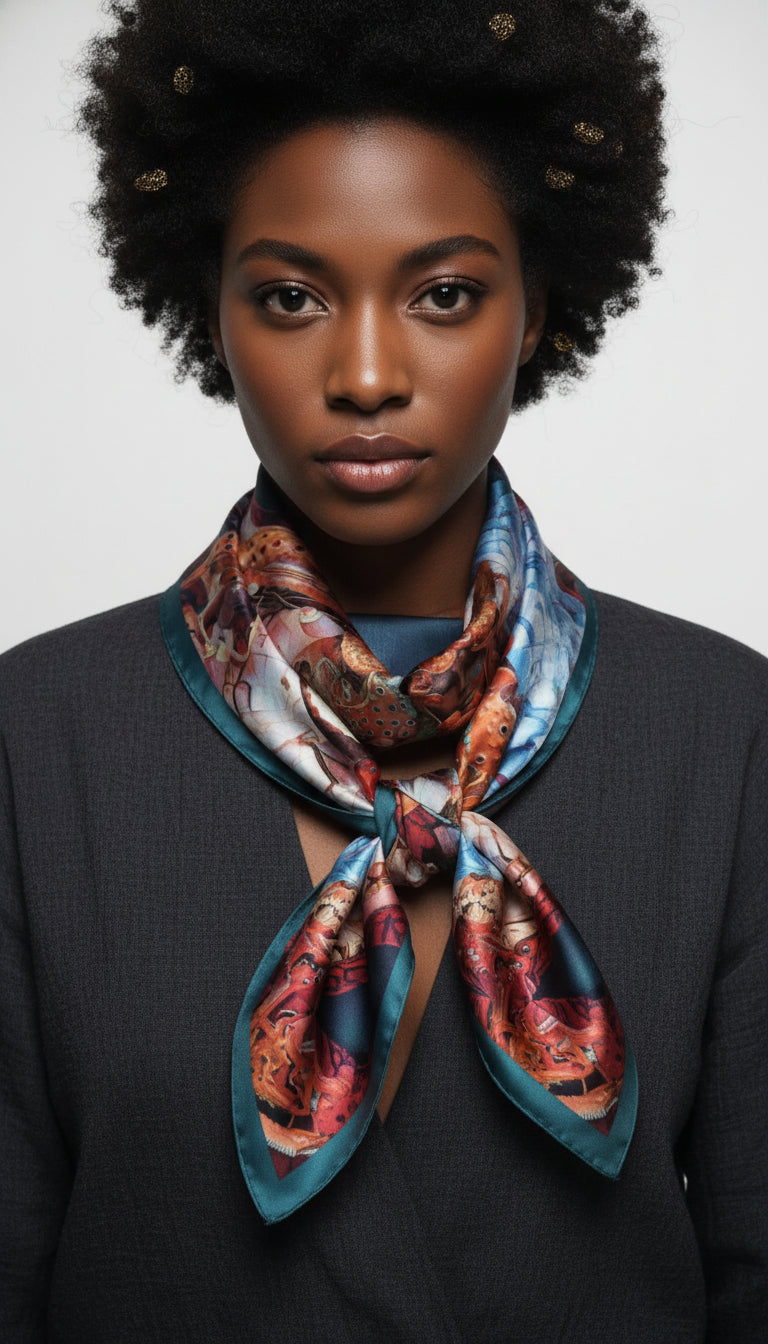 The Mystic Journey Afrofuturism Extra Large Silk Scarf