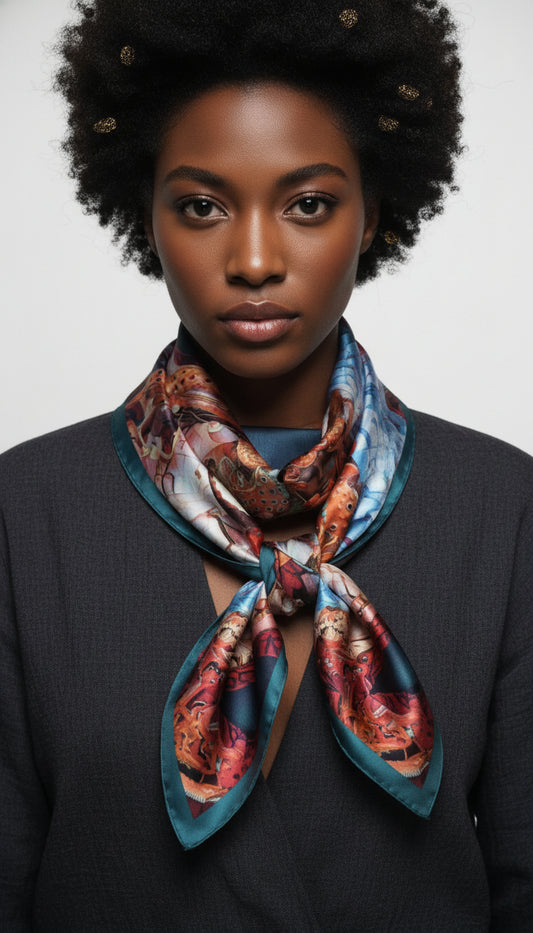 The Mystic Journey Afrofuturism Extra Large Silk Scarf