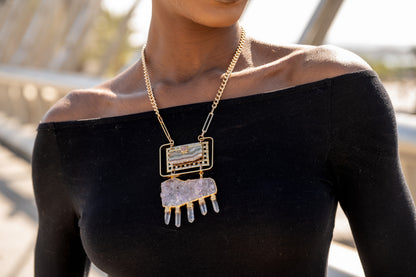 Woman wearing Equinox Necklace