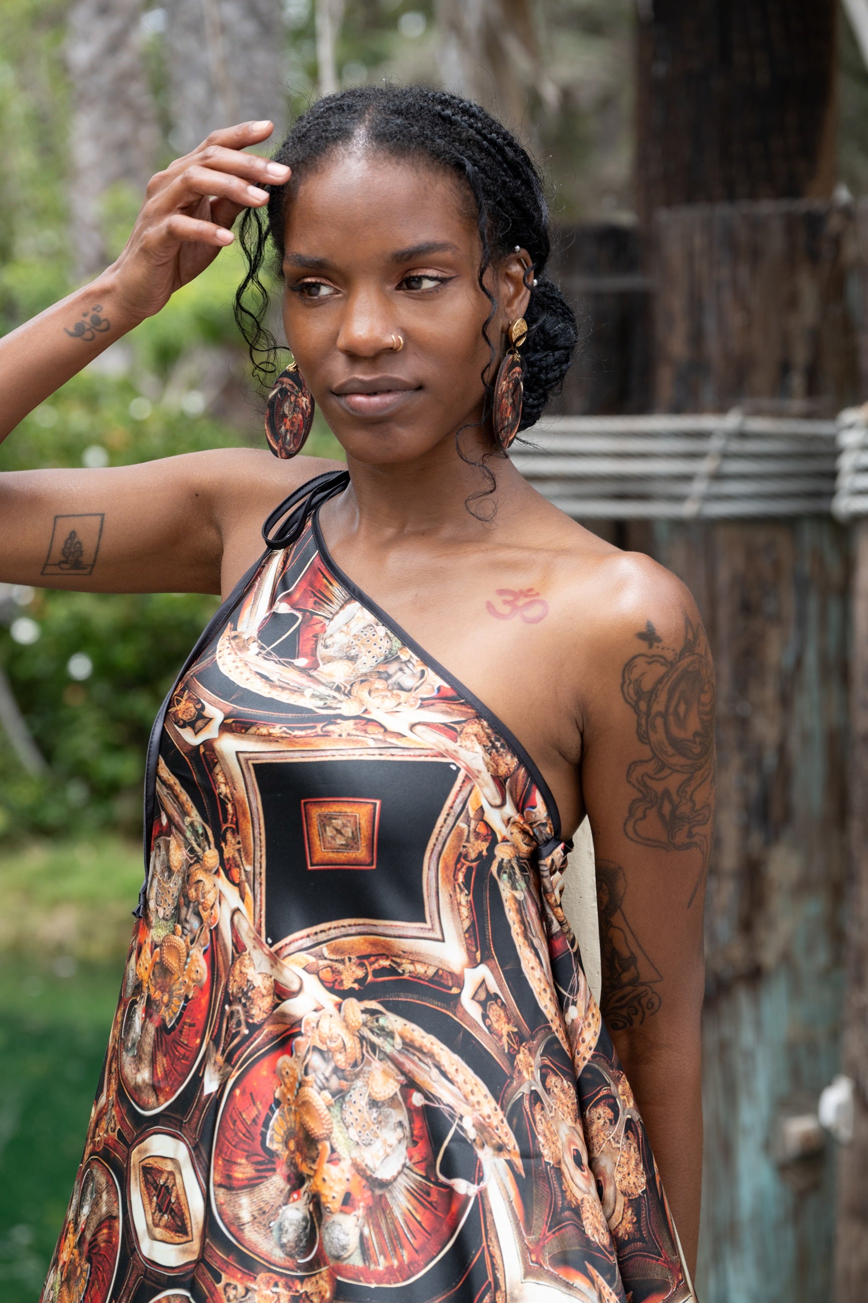 Woman wearing The Heze Halter Dress