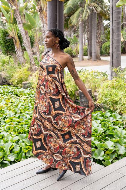Woman wearing The Heze Halter Dress