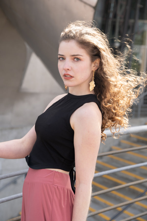 Woman wearing Gold Heatwave Earrings