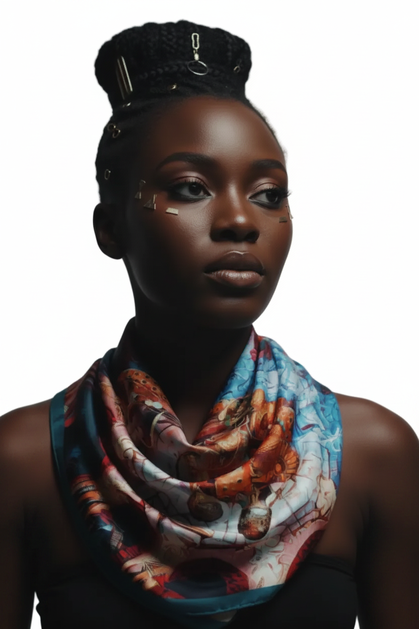 The Mystic Journey Afrofuturism Extra Large Silk Scarf
