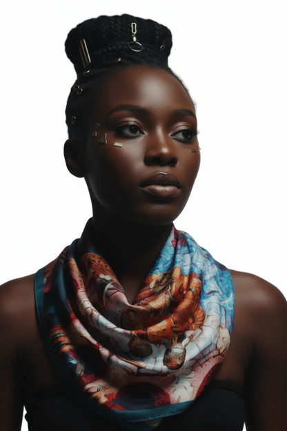 The Mystic Journey Afrofuturism Extra Large Silk Scarf