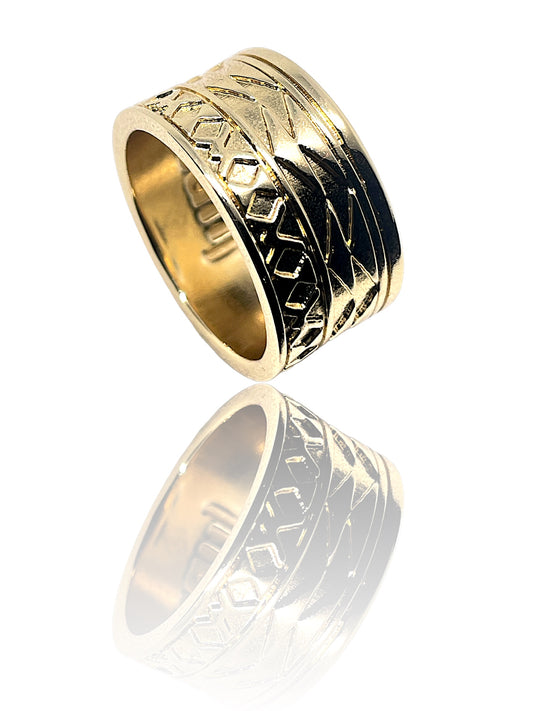 Gold Kenzie African Wax Print Fabric Ring